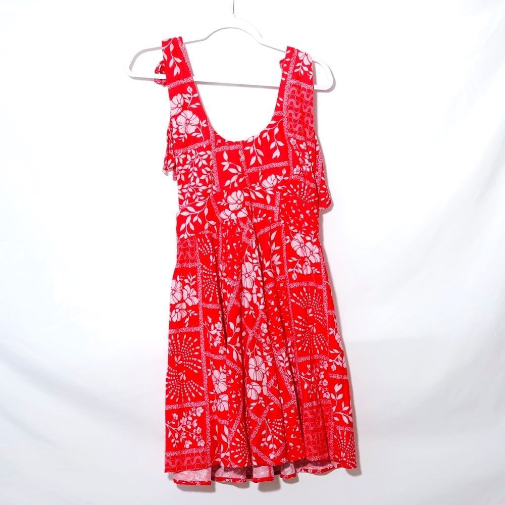 House of Harlow 1960 Red Bandana Print Dress Linen Rayon Blend SIZE XS